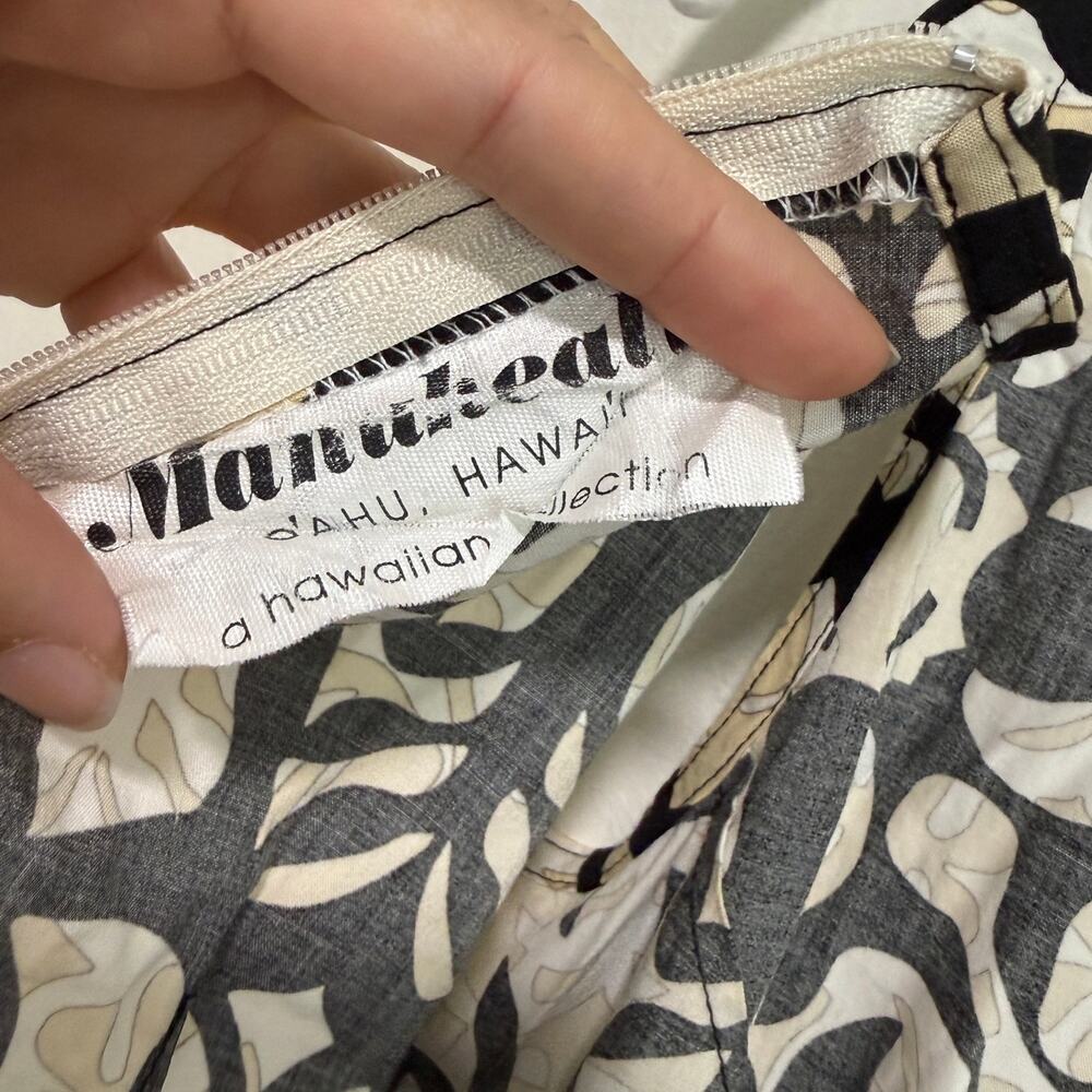Vintage Manuhealii White Tag Womens Hawaiian Mini Dress Quilt Ruffle Hem Rayon - Picture 4 of 13